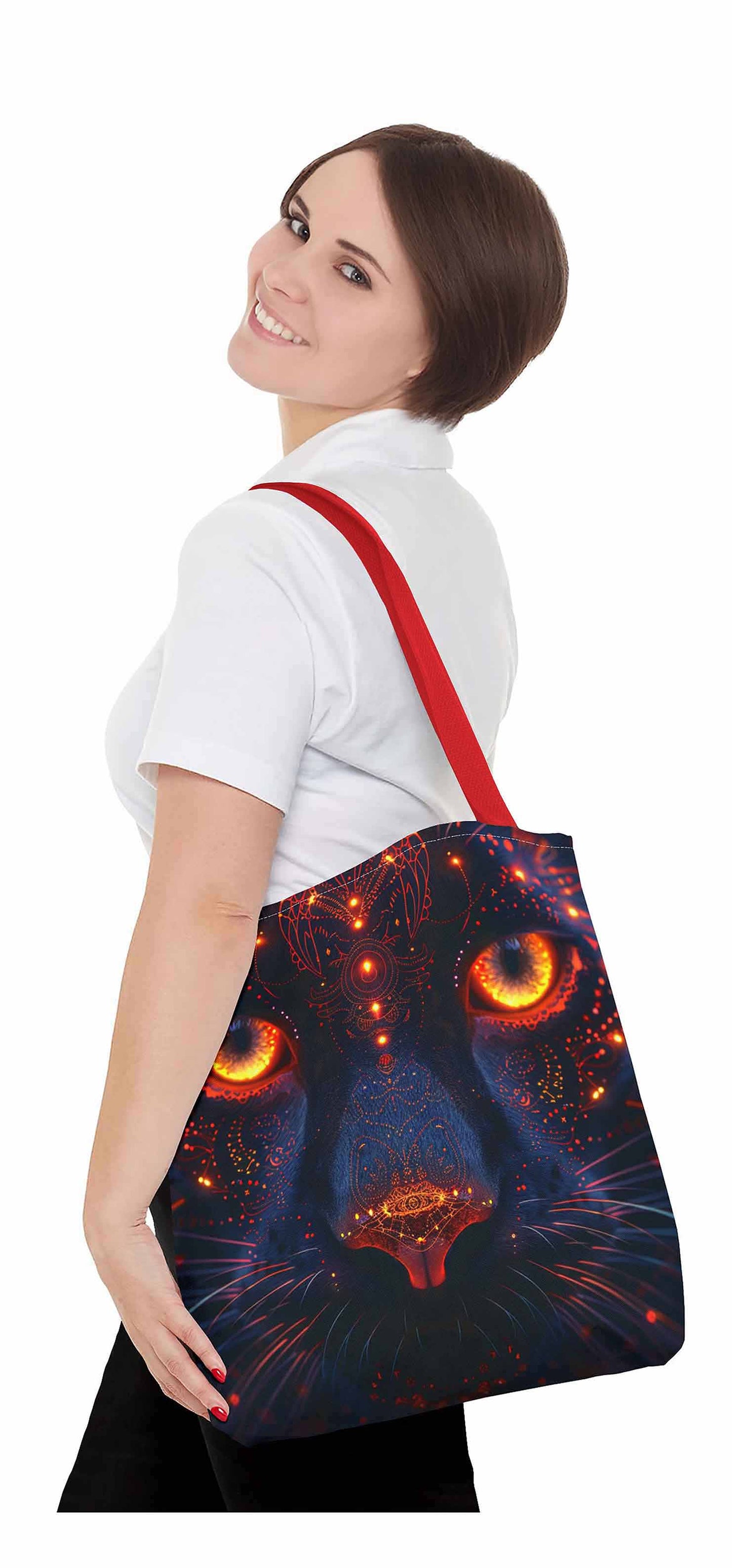 Inferno Gaze Cat Tote Bag