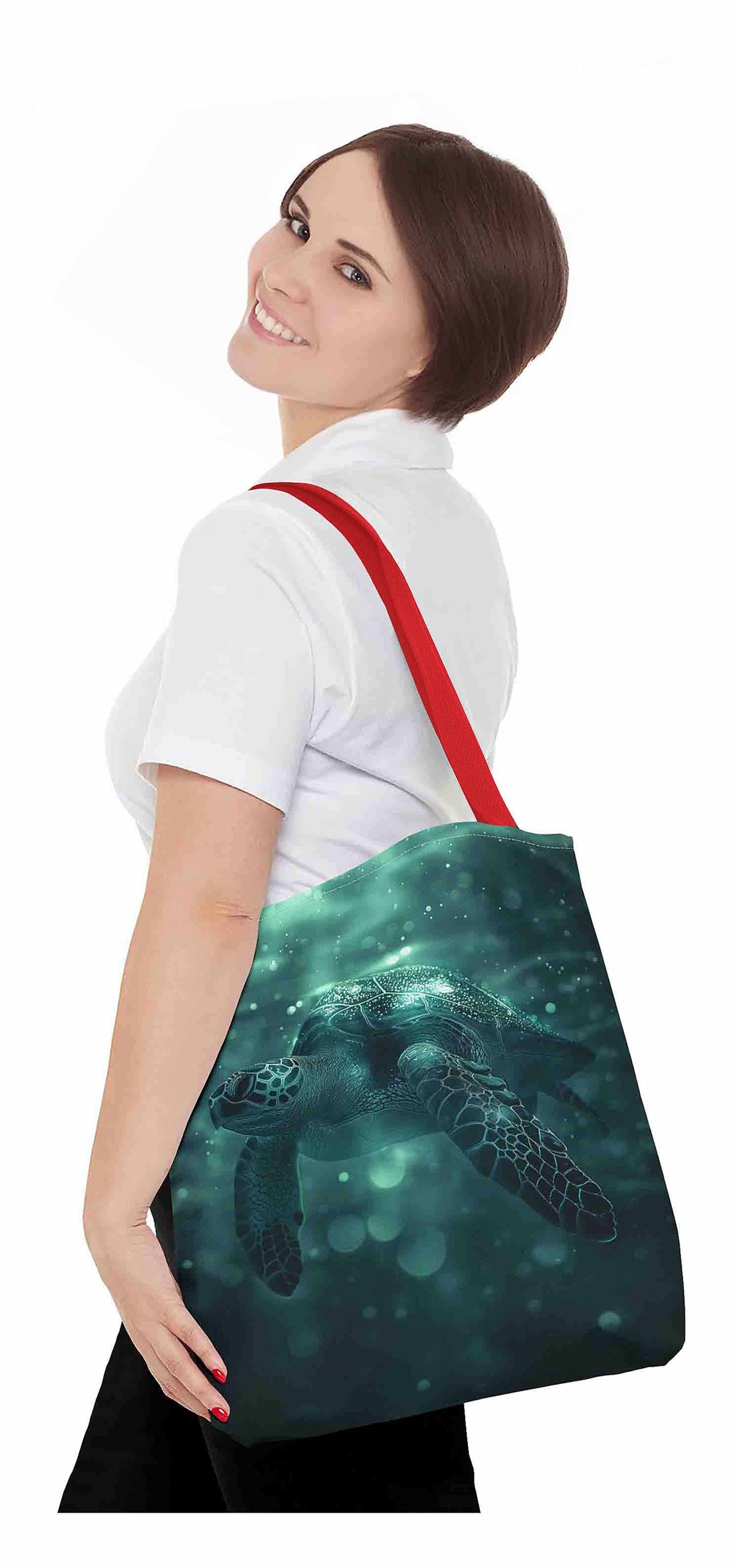 Emerald Depths Turtle Tote Bag