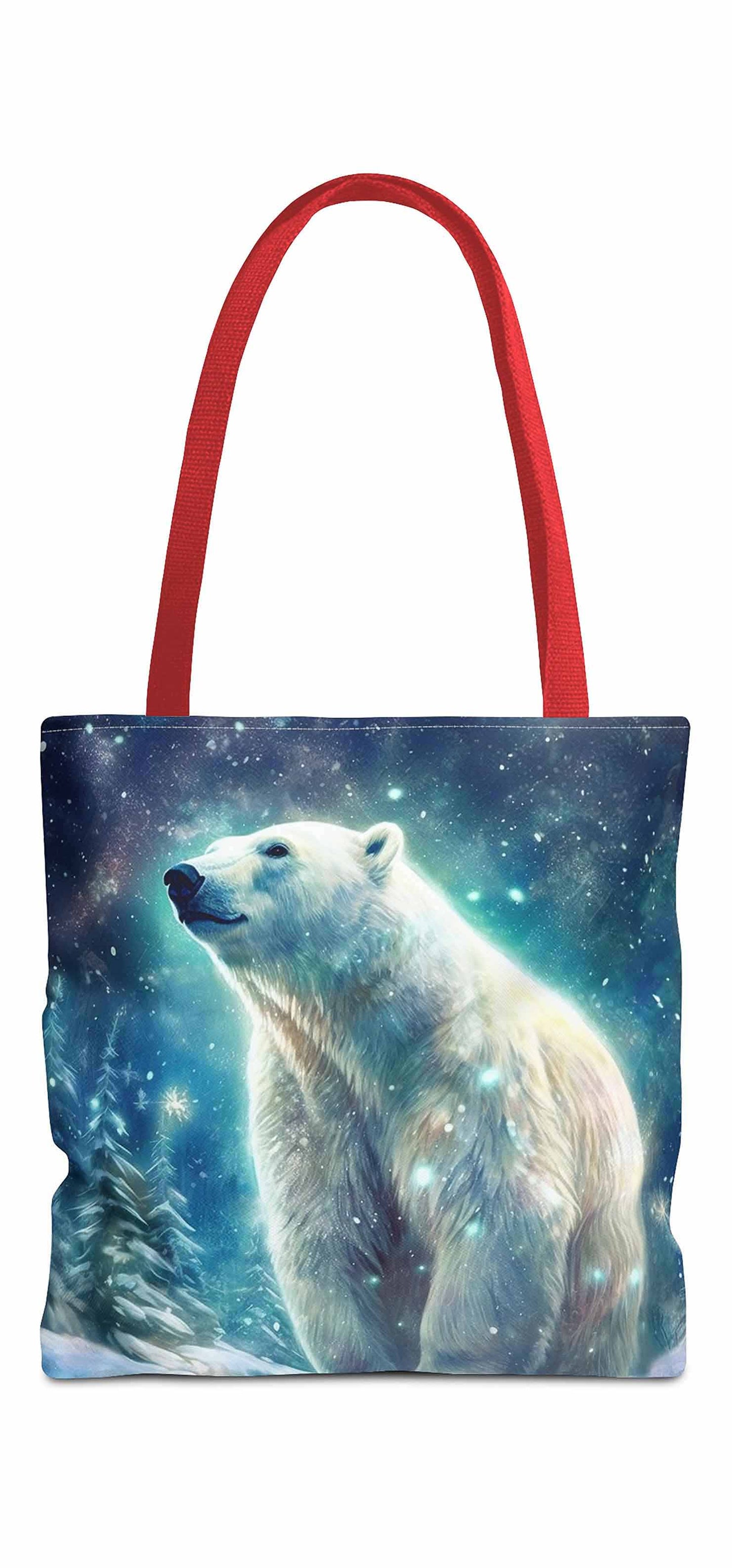 Frosty Aurora Polar Bear Tote Bag