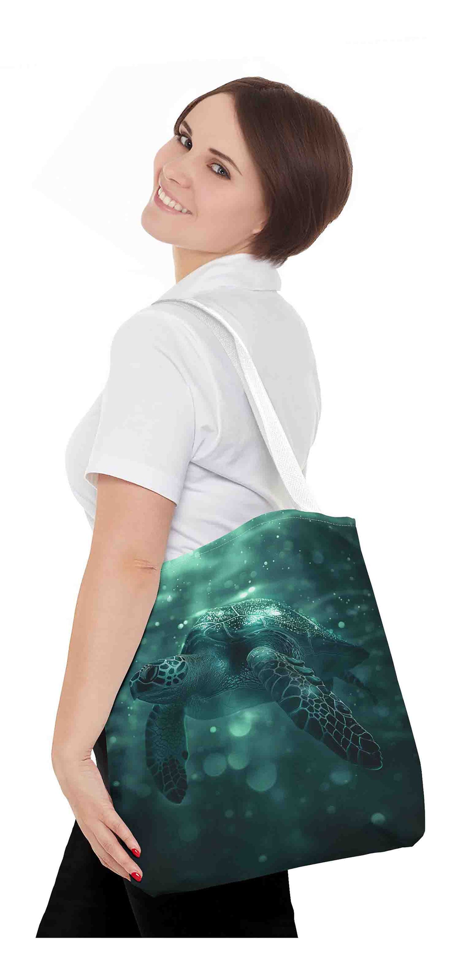 Emerald Depths Turtle Tote Bag