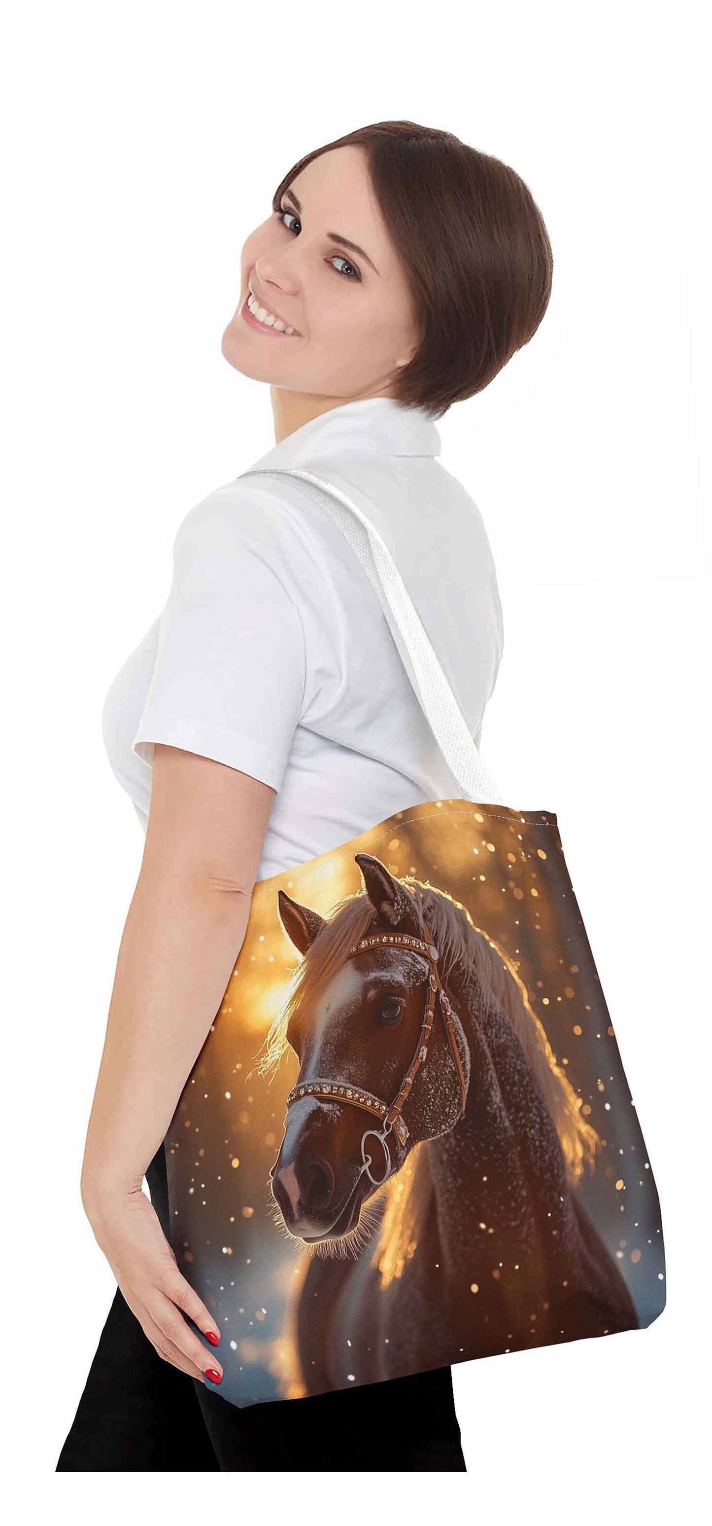 Frosted Elegance Winter Horse Tote Bag