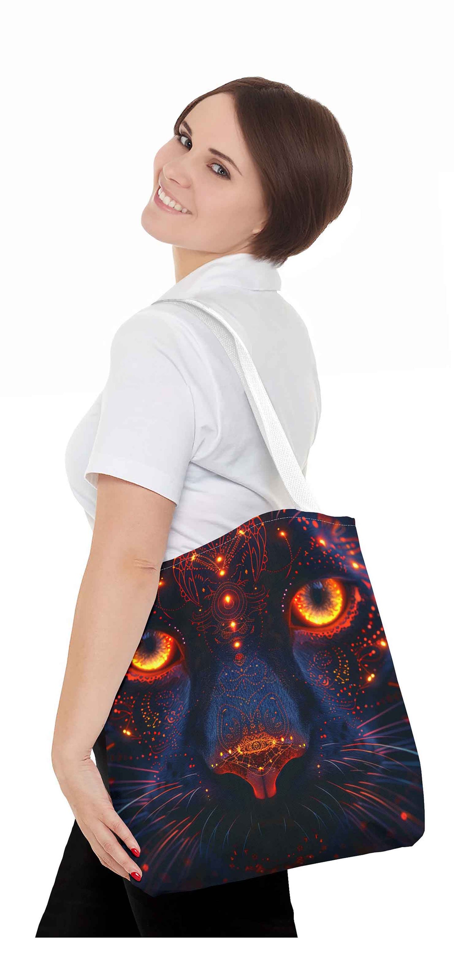 Inferno Gaze Cat Tote Bag