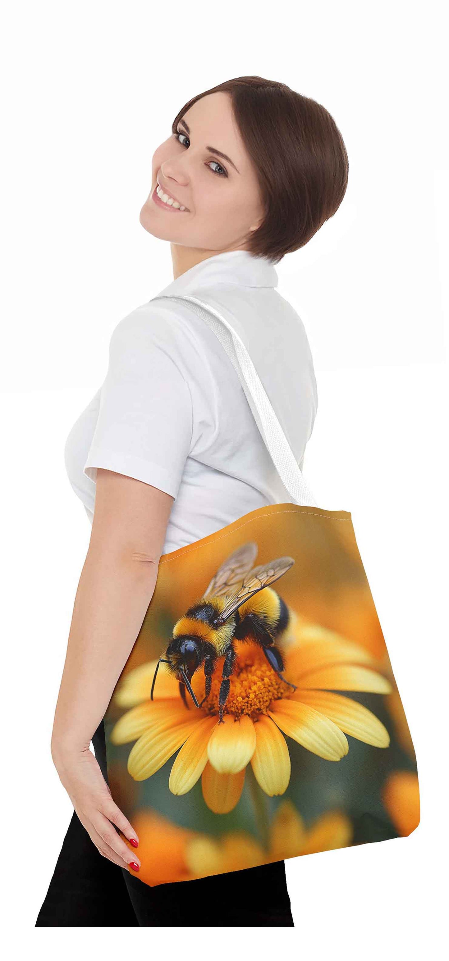Golden Bloom Bumblebee Tote Bag