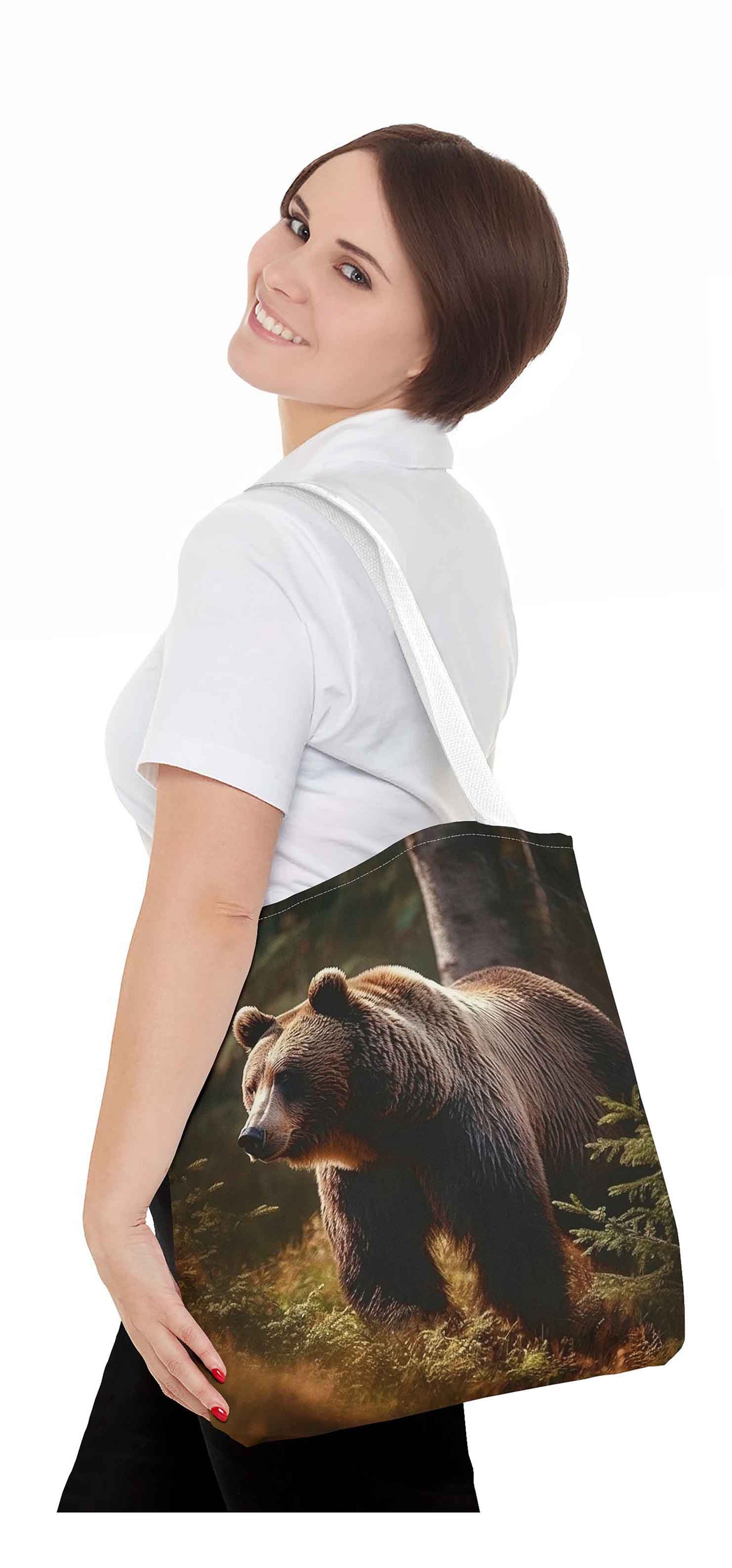 Forest Monarch Brown Bear Tote Bag