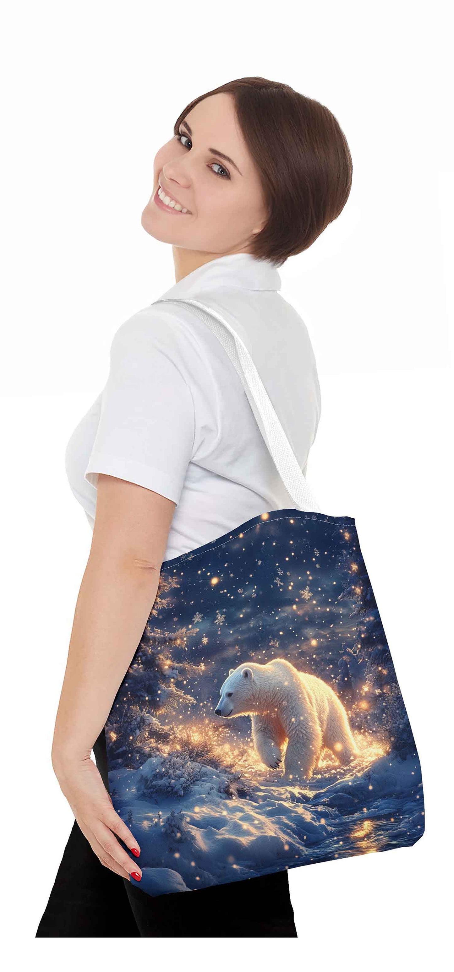 Starlit Arctic Dreams Polar Bear Tote Bag
