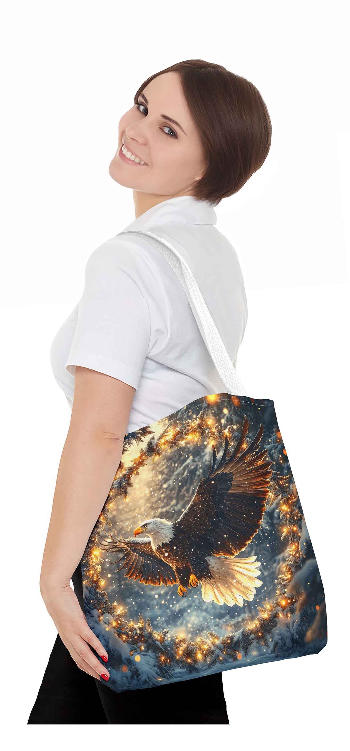 Winter Wreath Guardian Eagle Tote Bag