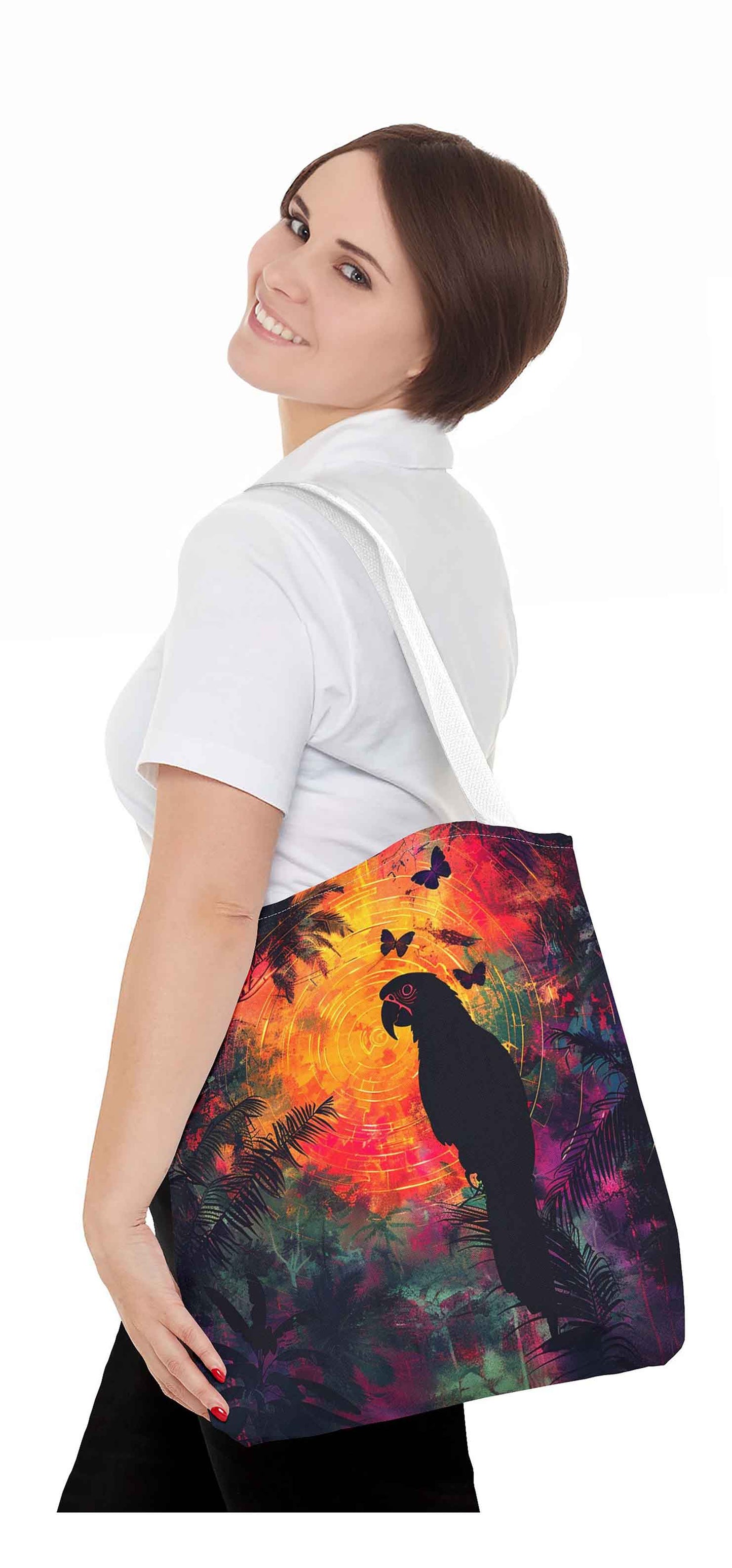 Tropical Twilight Parrot Tote Bag