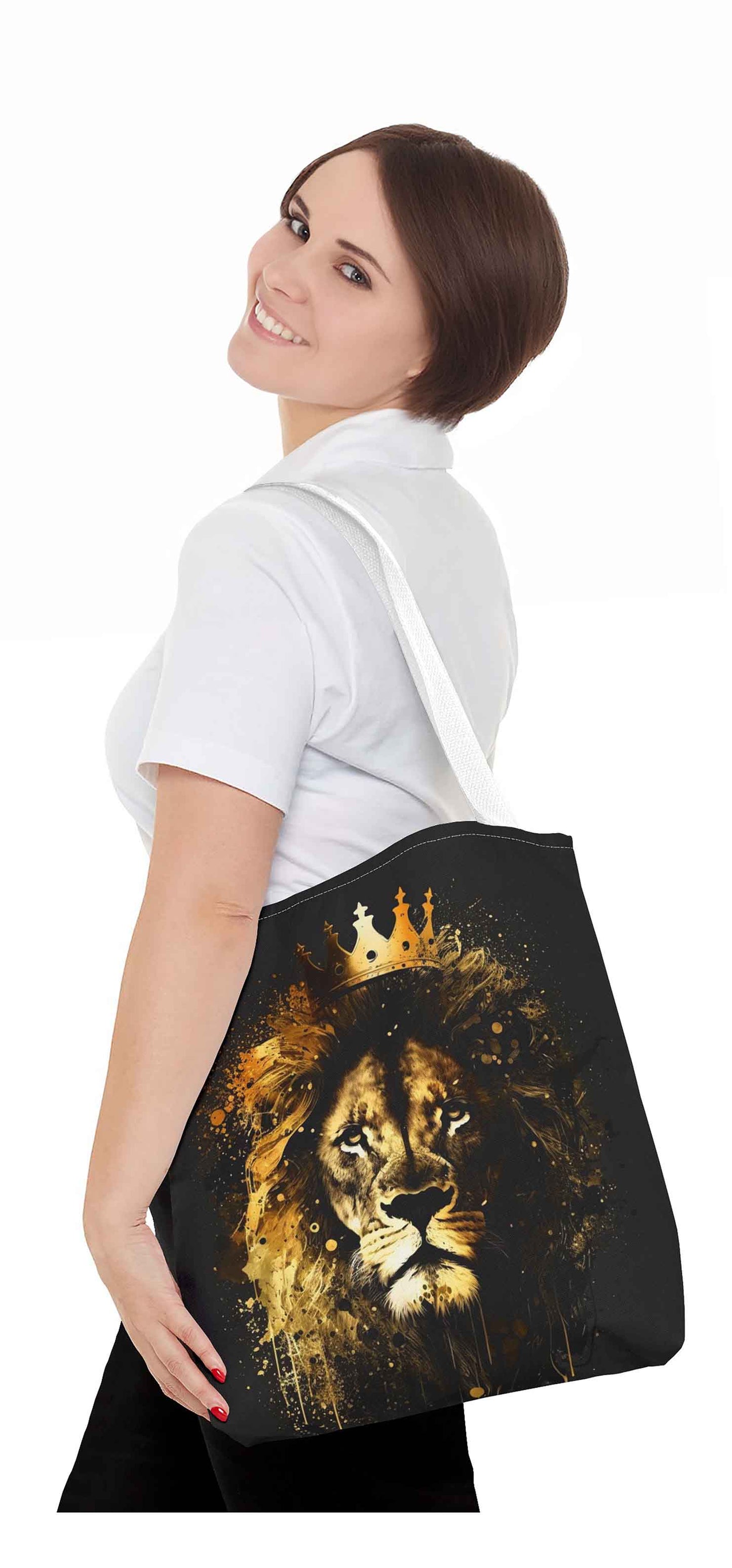 Crowned Courage Lion Tote Bag