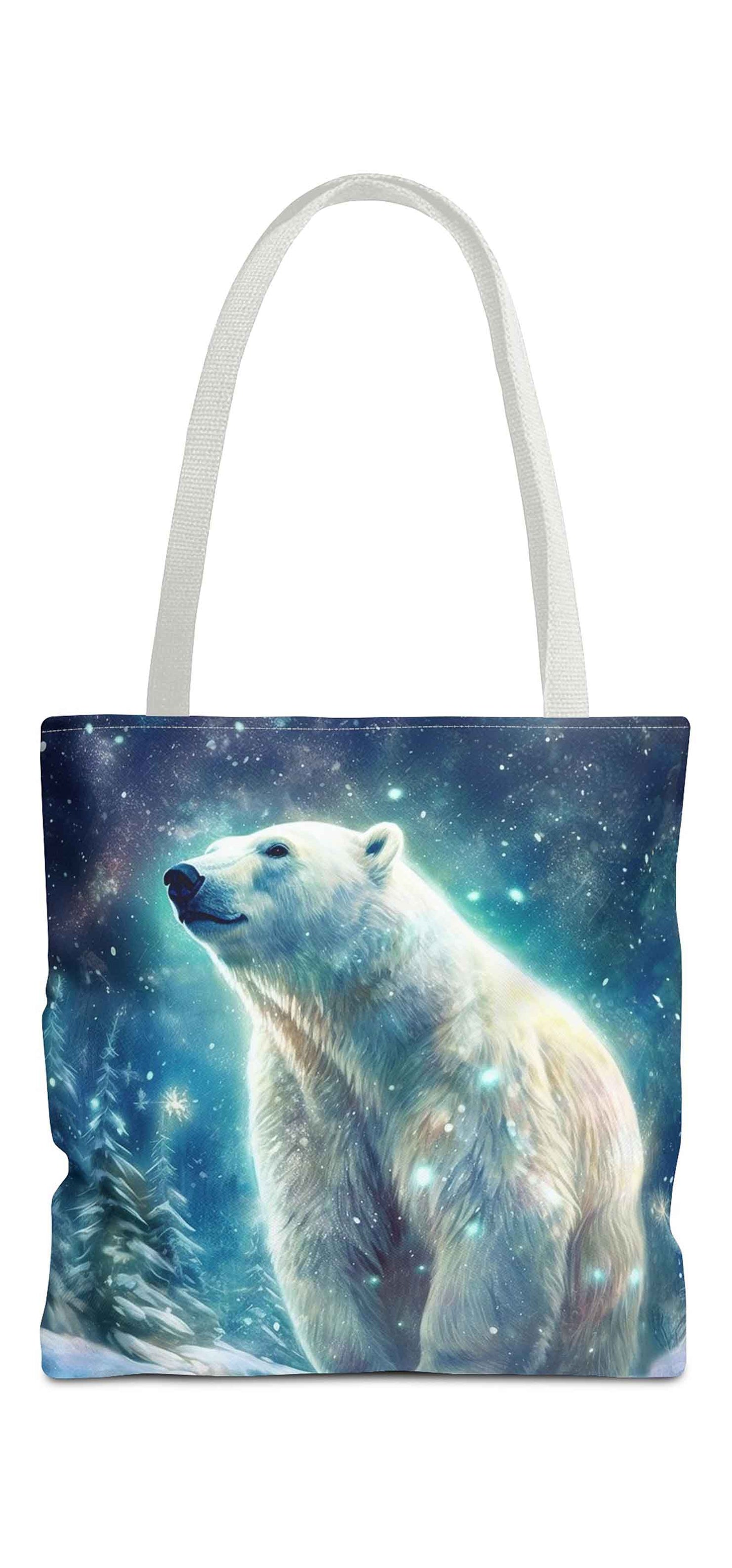 Frosty Aurora Polar Bear Tote Bag