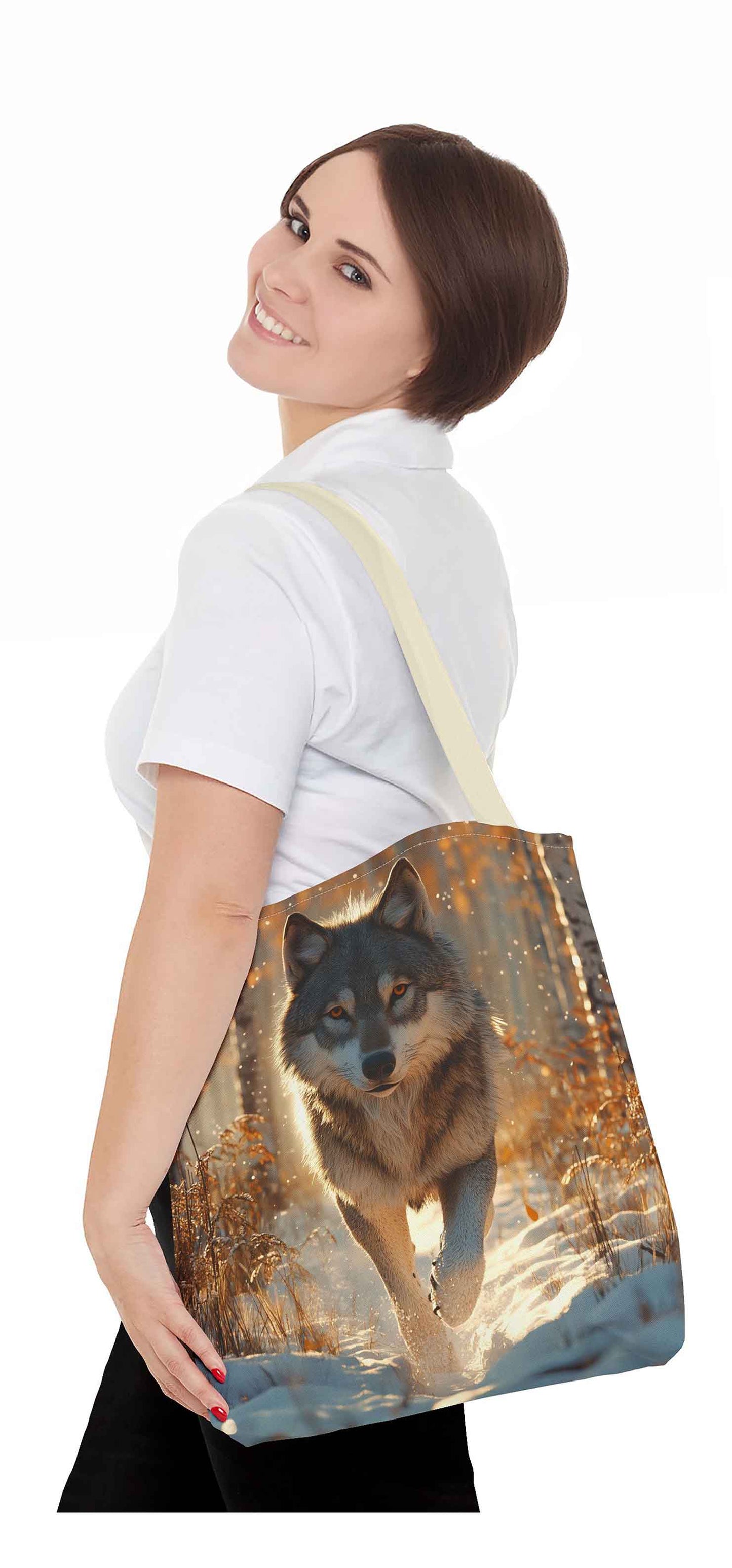 Guardian of the Golden Forest Wolf Tote Bag