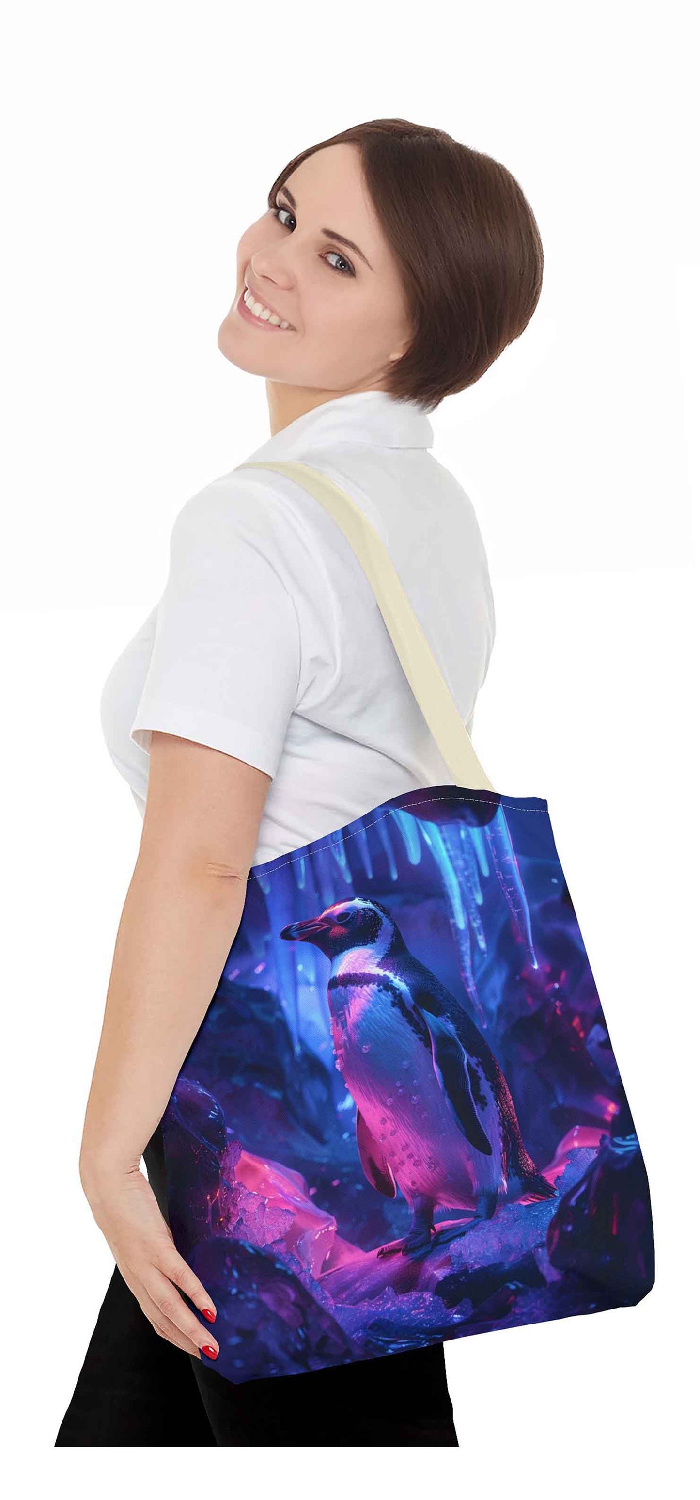 Arctic Glow Penguin Tote Bag