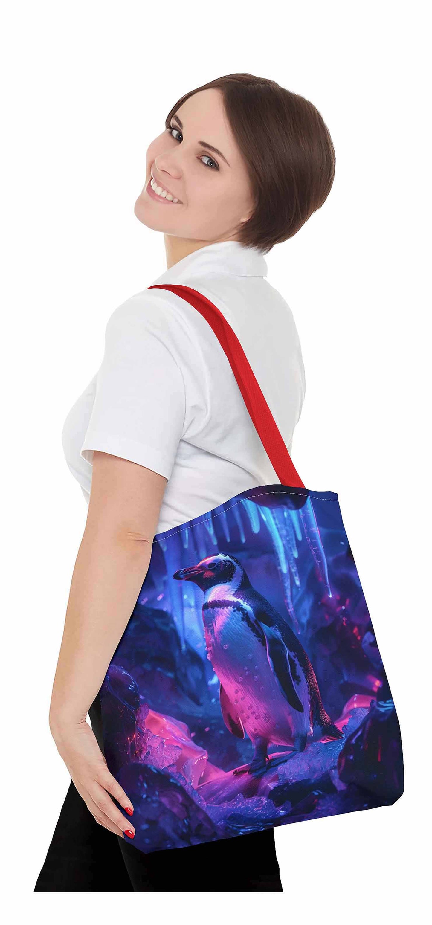 Arctic Glow Penguin Tote Bag