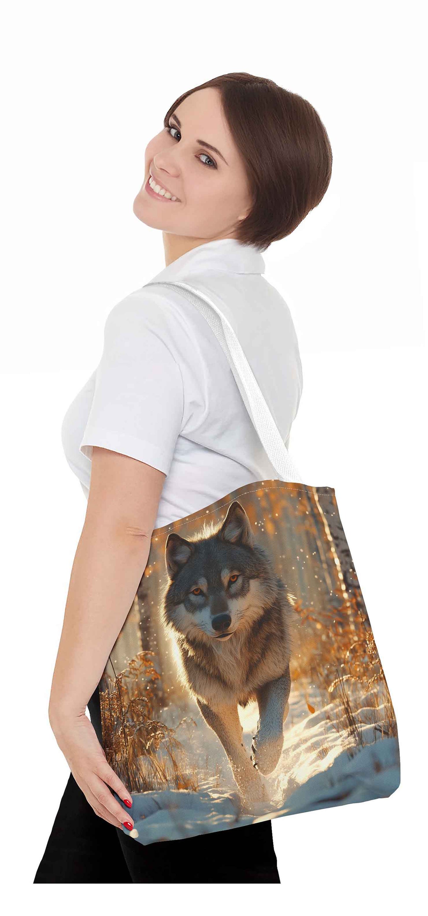 Guardian of the Golden Forest Wolf Tote Bag